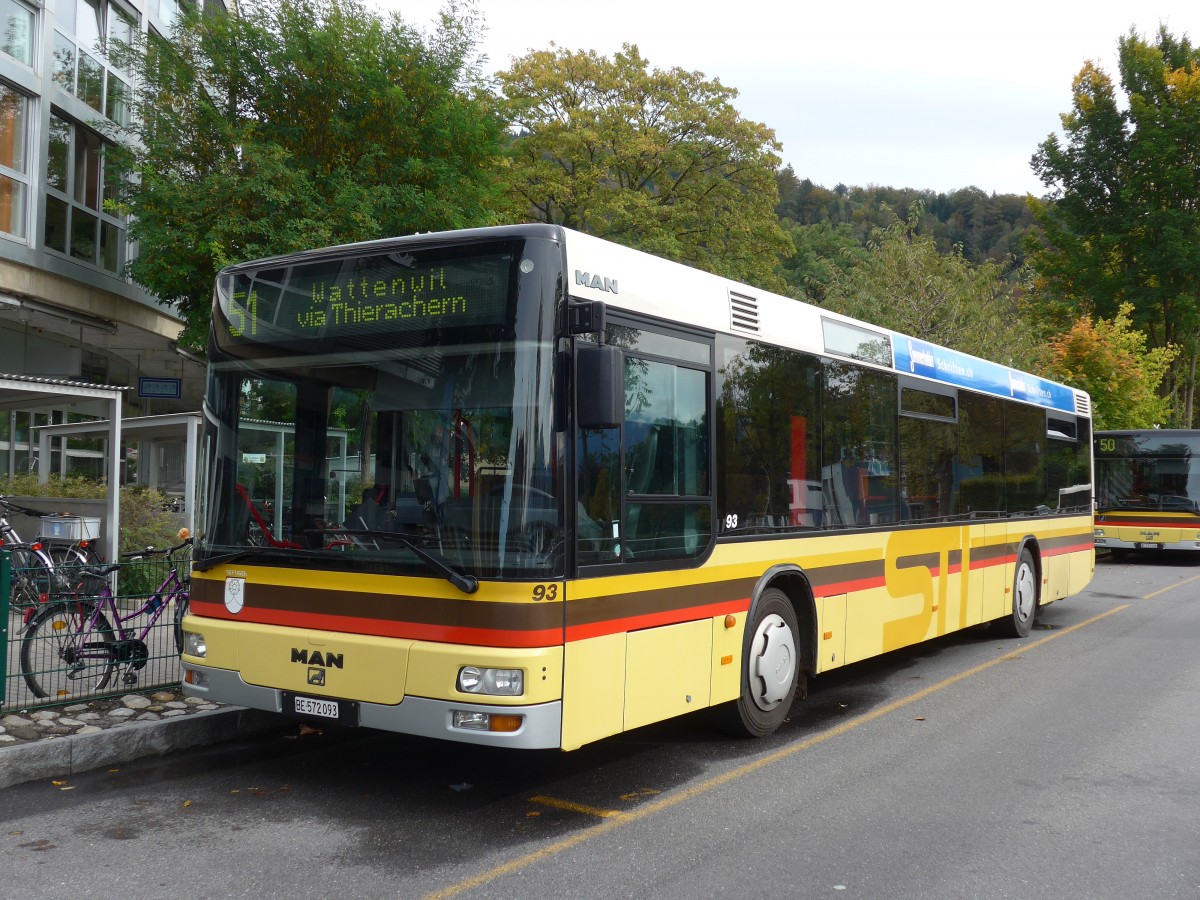 (155'785) - STI Thun - Nr. 93/BE 572'093 - MAN am 15. Oktober 2014 bei der Schiffl�ndte Thun