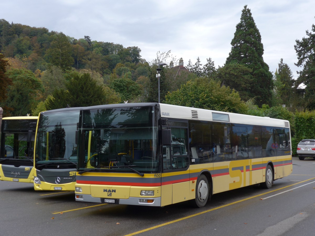 (155'789) - STI Thun - Nr. 100/BE 577'100 - MAN am 16. Oktober 2014 bei der Schiffl�ndte Thun