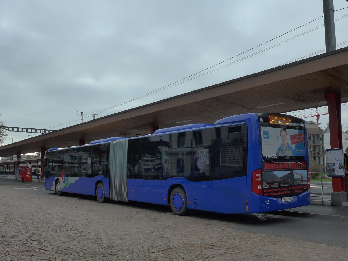 (156'210) - VZO Gr�ningen - Nr. 125/ZH 873'125 - Mercedes am 28. Oktober 2014 beim Bahnhof Wetzikon