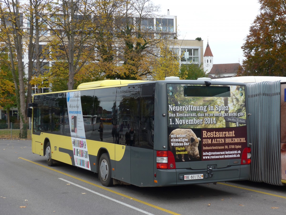 (156'484) - STI Thun - Nr. 152/BE 801'152 - MAN am 9. November 2014 bei der Schiffl�ndte Thun