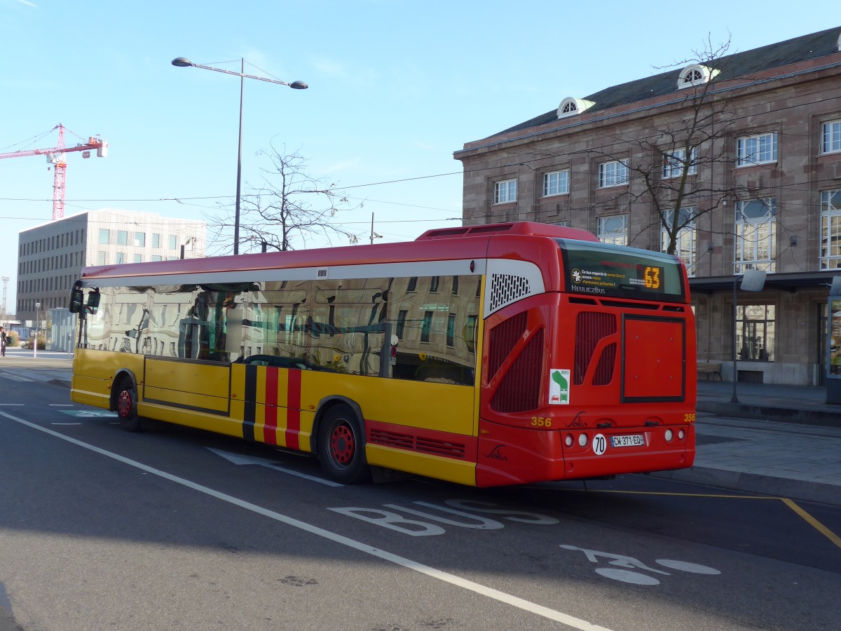 (157'474) - Sol�a, Mulhouse - Nr. 356/CW 371 EQ - Heuliez am 23. November 2014 beim Hauptbahnhof Mulhouse