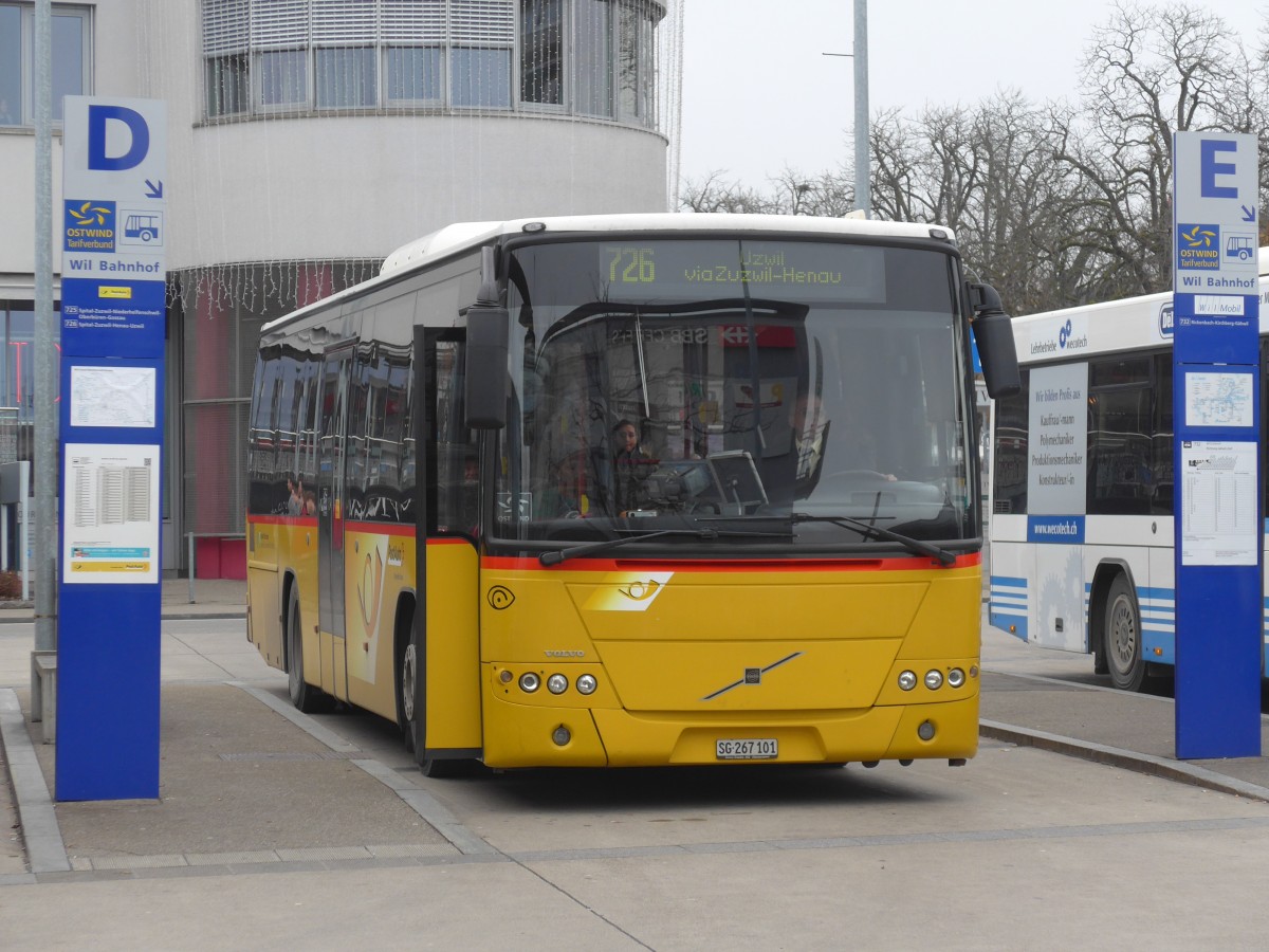 (157'522) - Schmidt, Jonschwil - SG 267'101 - Volvo (ex Postautobetriebe Unteres Toggenburg, L�tisburg) am 26. November 2014 beim Bahnhof Wil