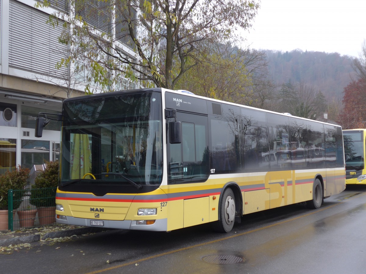 (157'712) - STI Thun - Nr. 127/BE 700'127 - MAN am 8. Dezember 2014 bei der Schiffl�ndte Thun