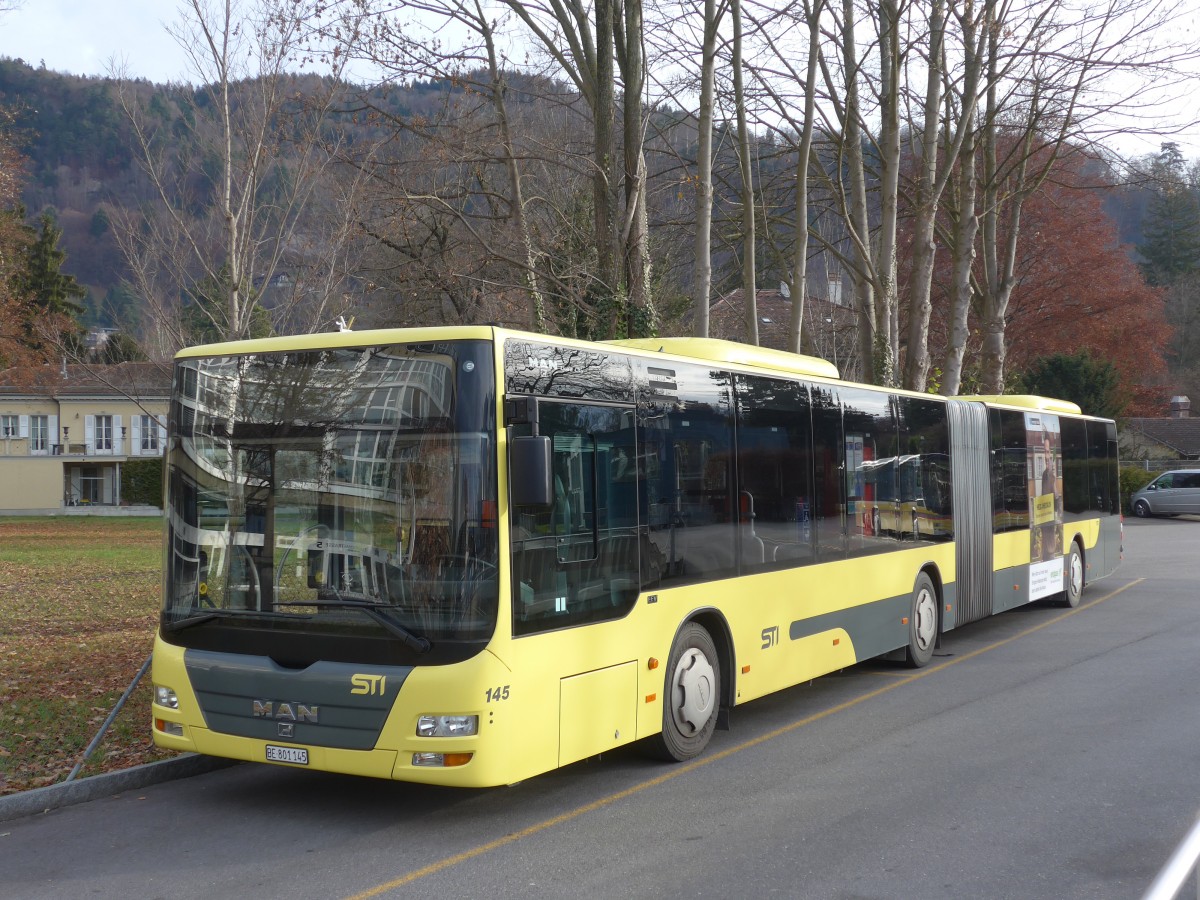 (157'731) - STI Thun - Nr. 145/BE 801'145 - MAN am 14. Dezember 2014 bei der Schiffl�ndte Thun
