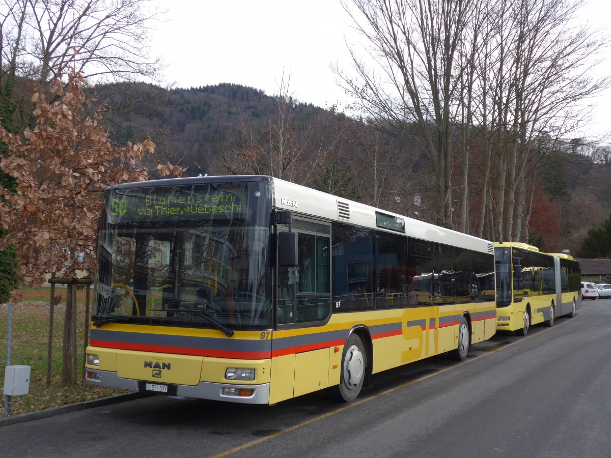 (157'806) - STI Thun - Nr. 97/BE 577'097 - MAN am 15. Dezember 2014 bei der Schiffl�ndte Thun