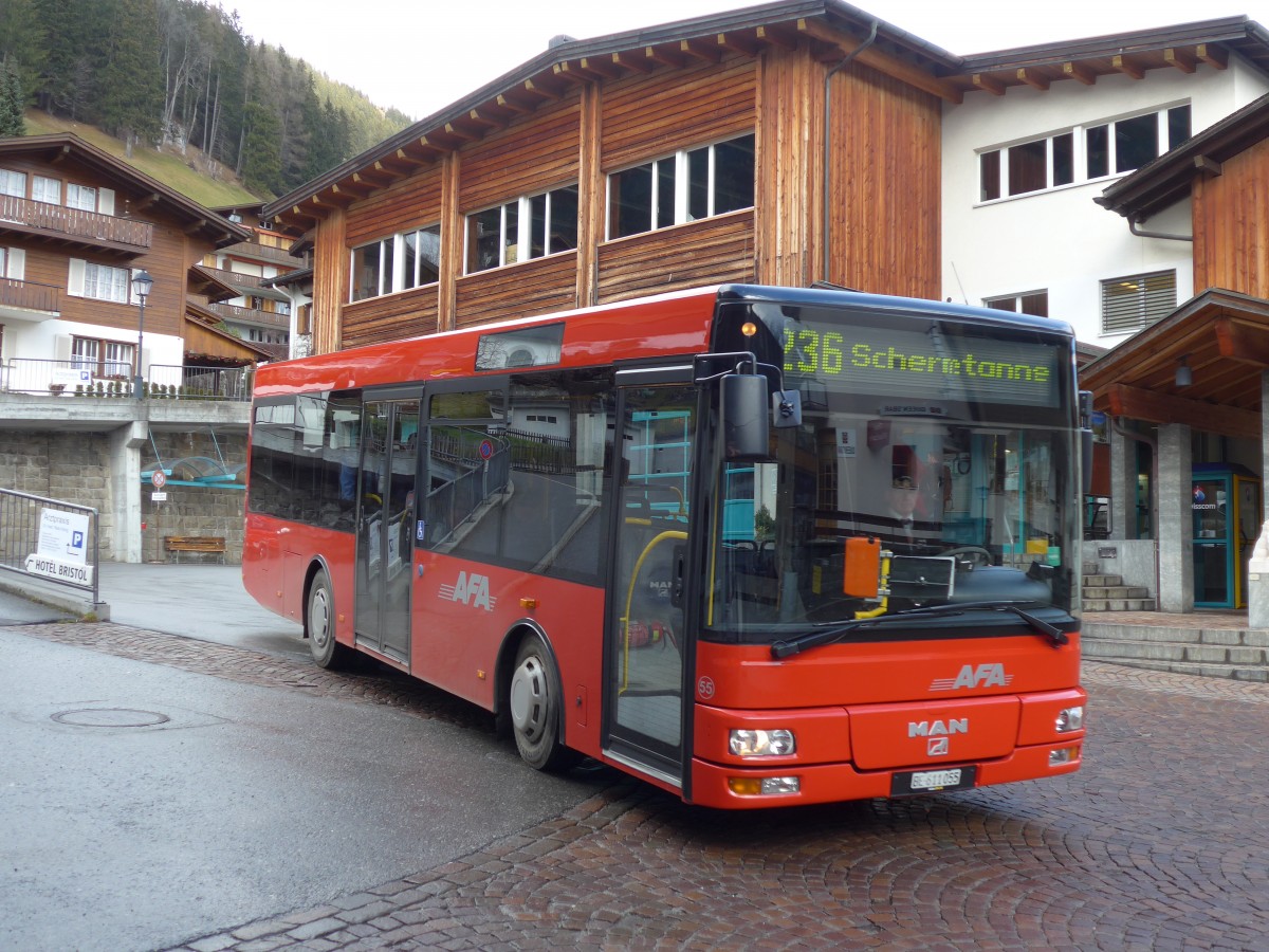 (157'834) - AFA Adelboden - Nr. 55/BE 611'055 - MAN/G�ppel am 20. Dezember 2014 beim Autobahnhof Adelboden