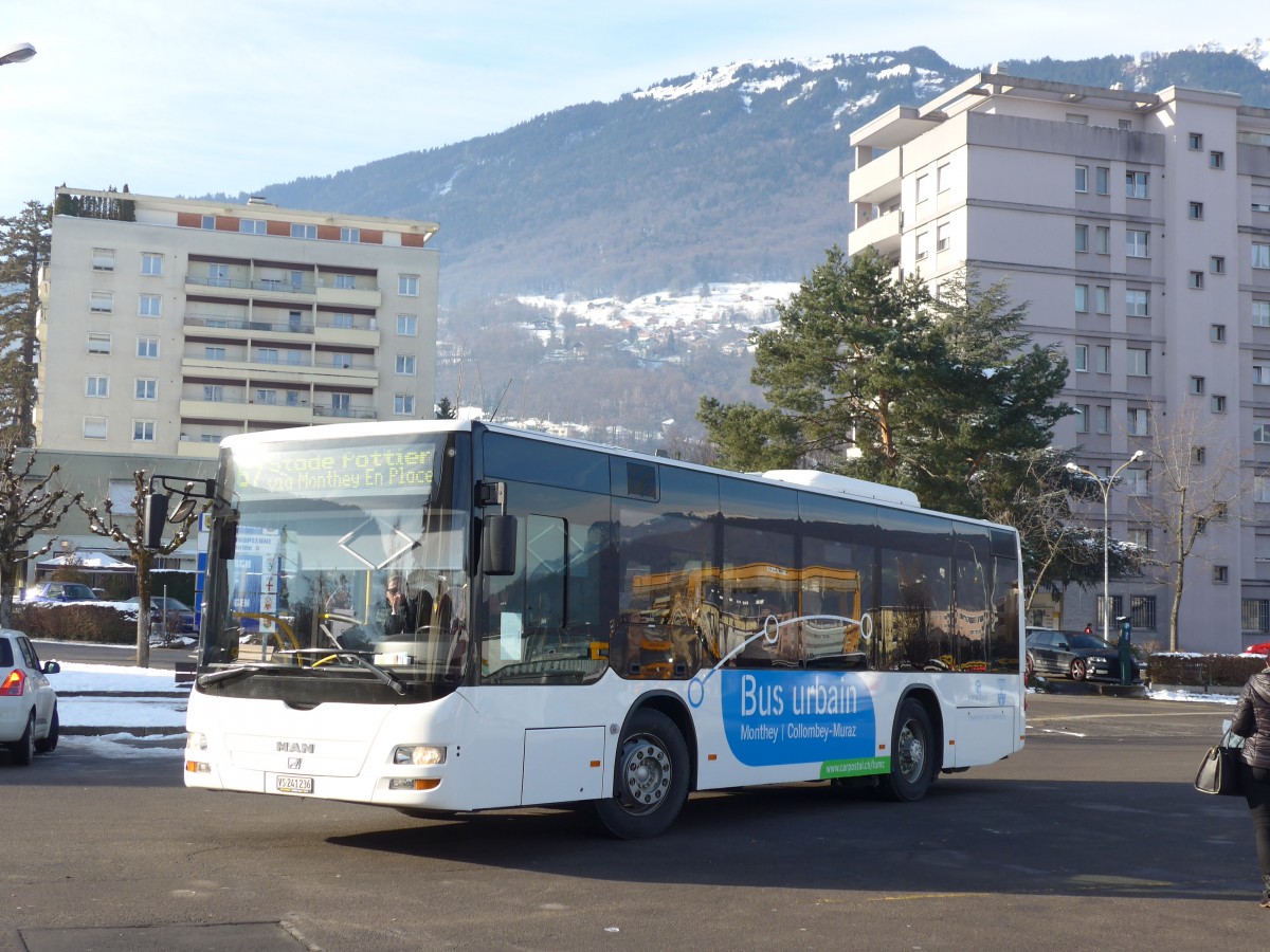 (158'116) - TPC Aigle - VS 241'236 - MAN/G�ppel (ex Evasion, St-Maurice; ex Richard, Mex) am 2. Januar 2015 beim Bahnhof Monthey CFF