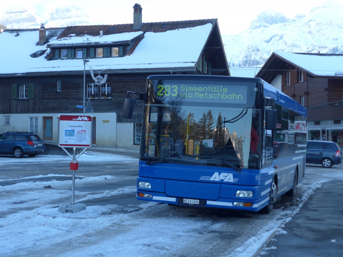 (158'232) - AFA Adelboden - Nr. 56/BE 611'030 - MAN/G�ppel am 5. Januar 2015 beim Bahnhof Lenk