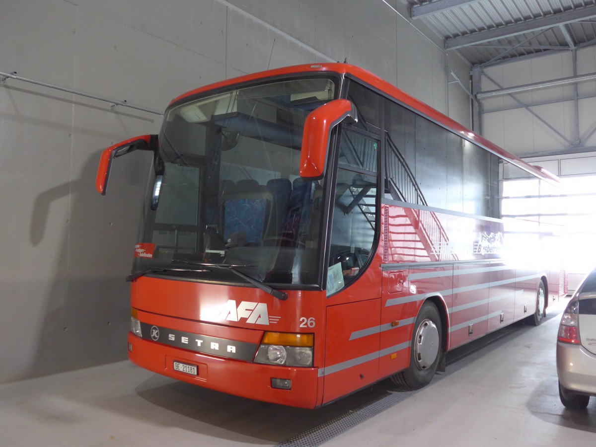 (158'479) - AFA Adelboden - Nr. 26/BE 21'181 - Setra (ex Nr. 16; ex Fr�hlich, D-Ludwigshafen/Rhein) am 24. Januar 2015 in Frutigen, Garage