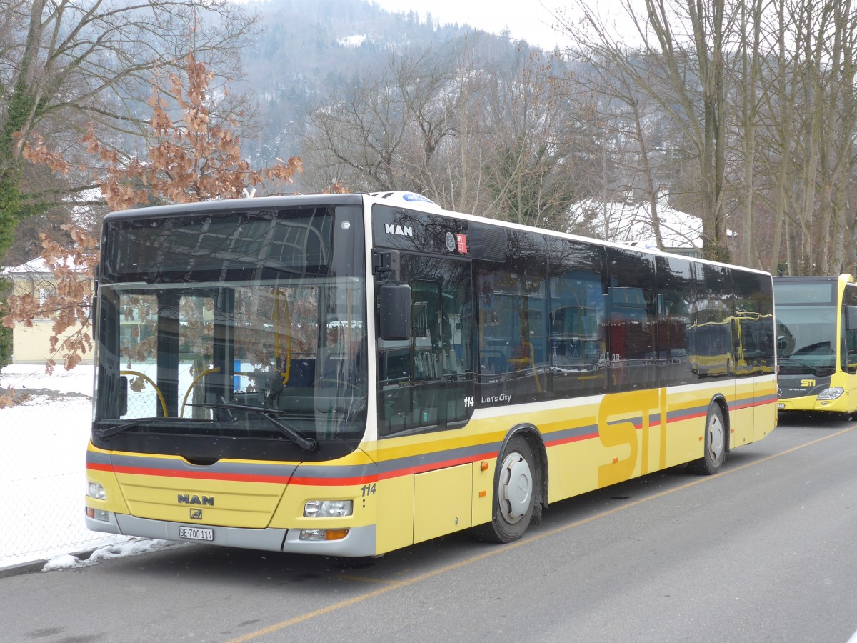 (158'640) - STI Thun - Nr. 114/BE 700'114 - MAN am 5. Februar 2015 bei der Schiffl�ndte Thun