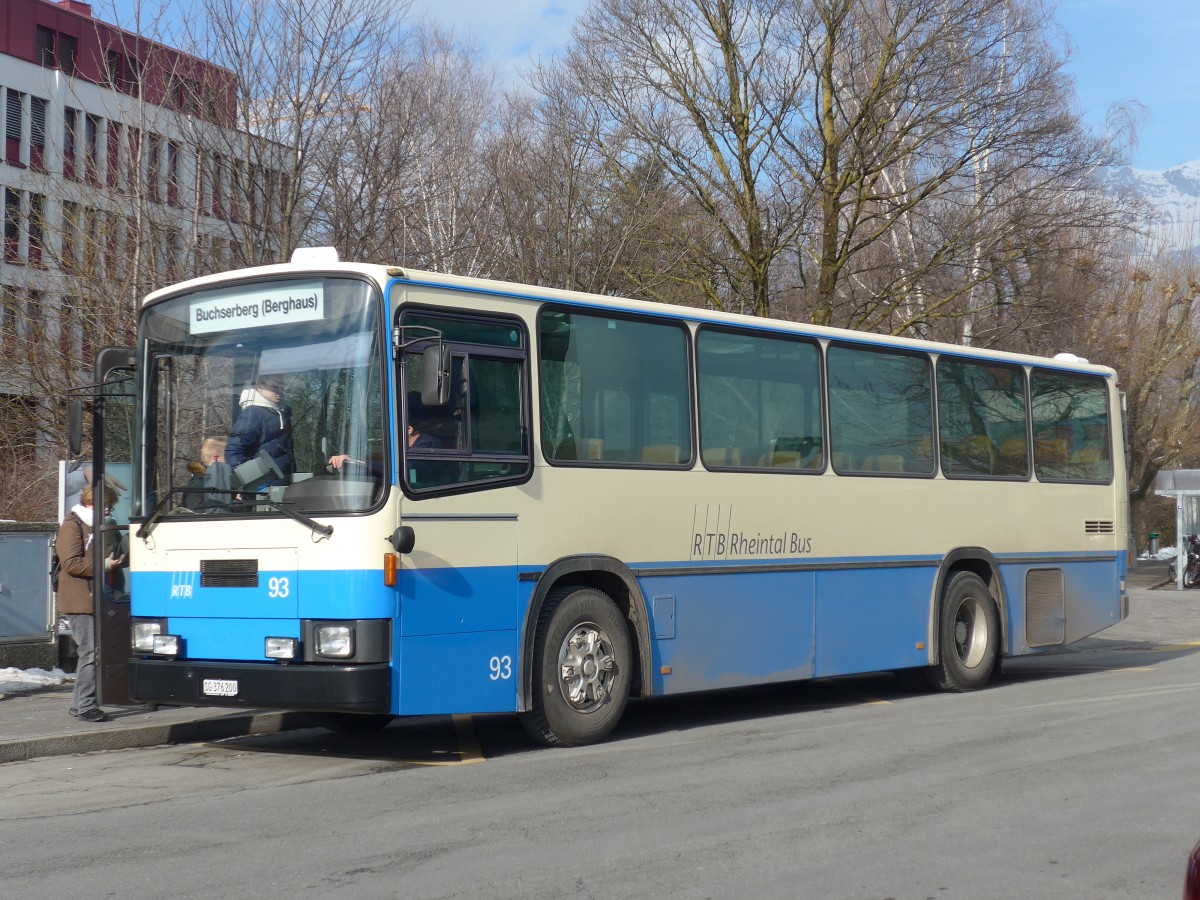 (158'708) - RTB Altst�tten - Nr. 93/SG 376'200 - NAW/Lauber (ex R.G.V. Autobus, Stabio; ex AMSA Chiasso Nr. 23; ex AWA Amden Nr. 3) am 14. September 2015 beim Bahnhof Buchs