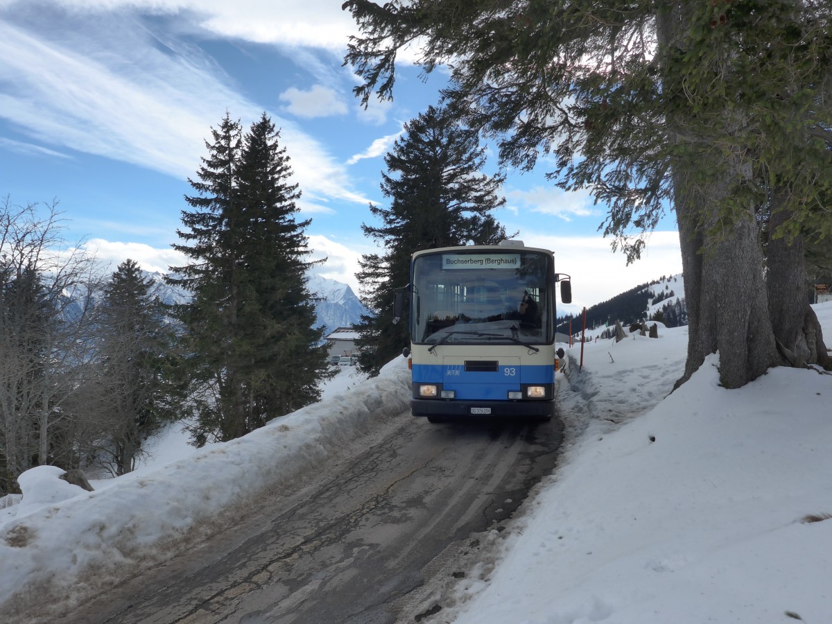 (158'717) - RTB Altst�tten - Nr. 93/SG 376'200 - NAW/Lauber (ex R.G.V. Autobus, Stabio; ex AMSA Chiasso Nr. 23; ex AWA Amden Nr. 3) am 14. Februar 2015 in Buchserberg, Berghaus