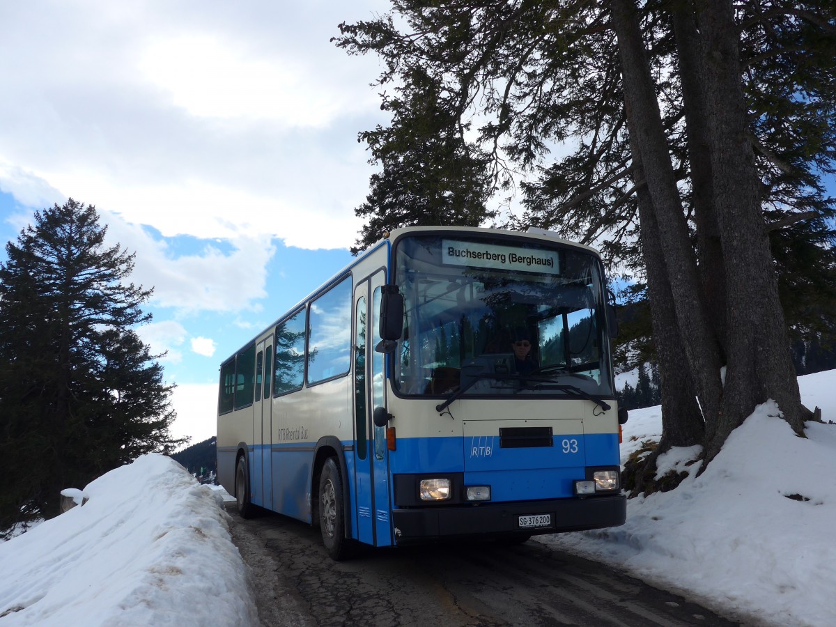 (158'719) - RTB Altst�tten - Nr. 93/SG 376'200 - NAW/Lauber (ex R.G.V. Autobus, Stabio; ex AMSA Chiasso Nr. 23; ex AWA Amden Nr. 3) am 14. Februar 2015 in Buchserberg, Berghaus
