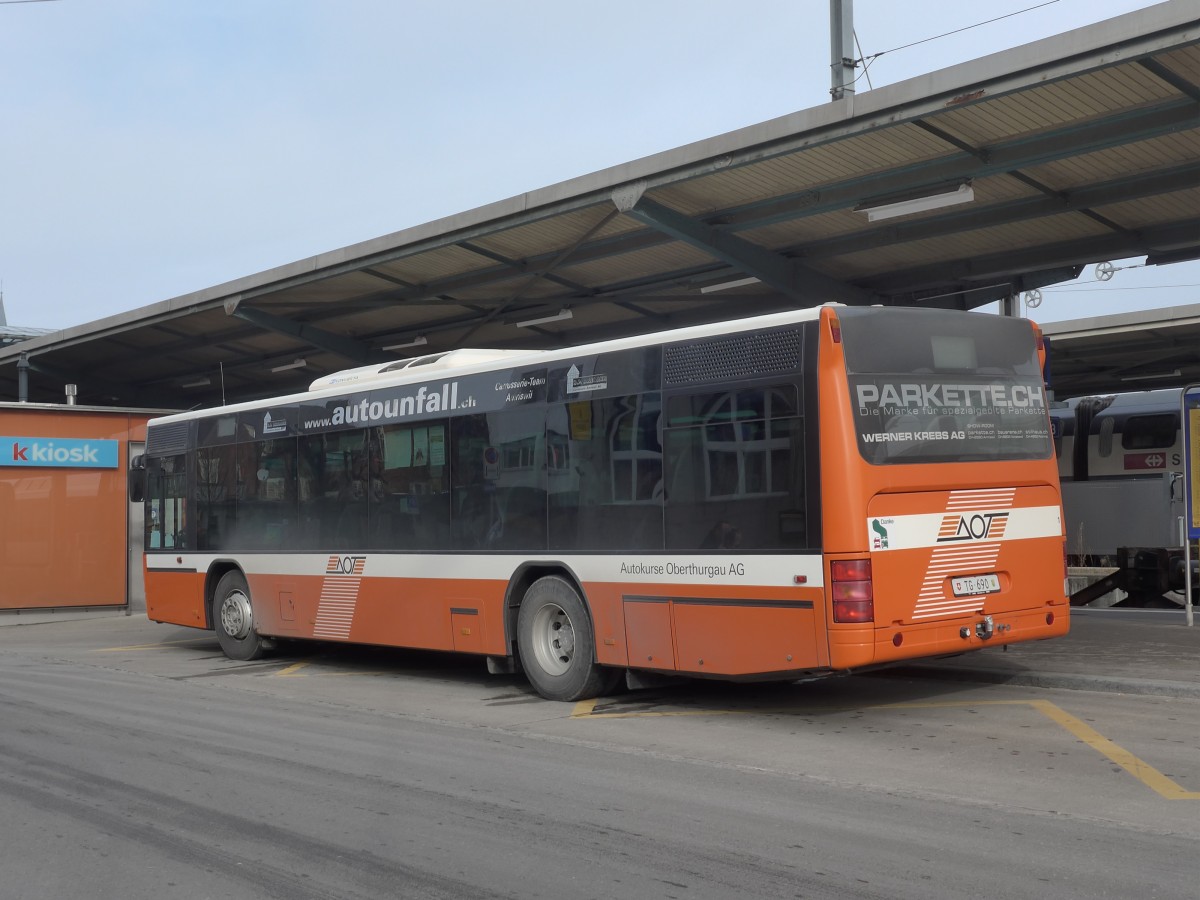 (158'746) - AOT Amriswil - Nr. 1/TG 690 - Neoplan (ex Vorf�hrfahrzeug) am 14. Februar 2015 beim Bahnhof Romanshorn