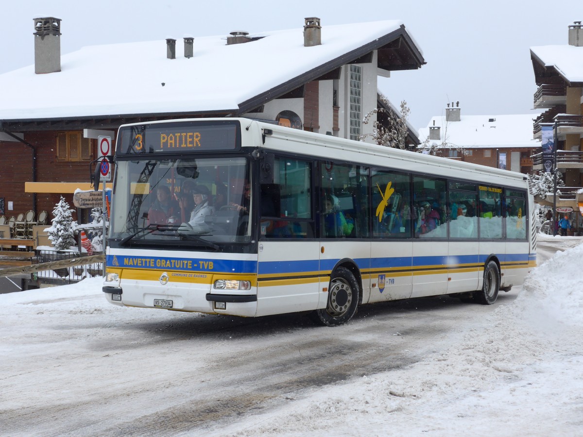 (158'808) - TMR Martigny - Nr. 108/VS 27'934 - Irisbus am 22. Februar 2015 in Verbier, M�dran