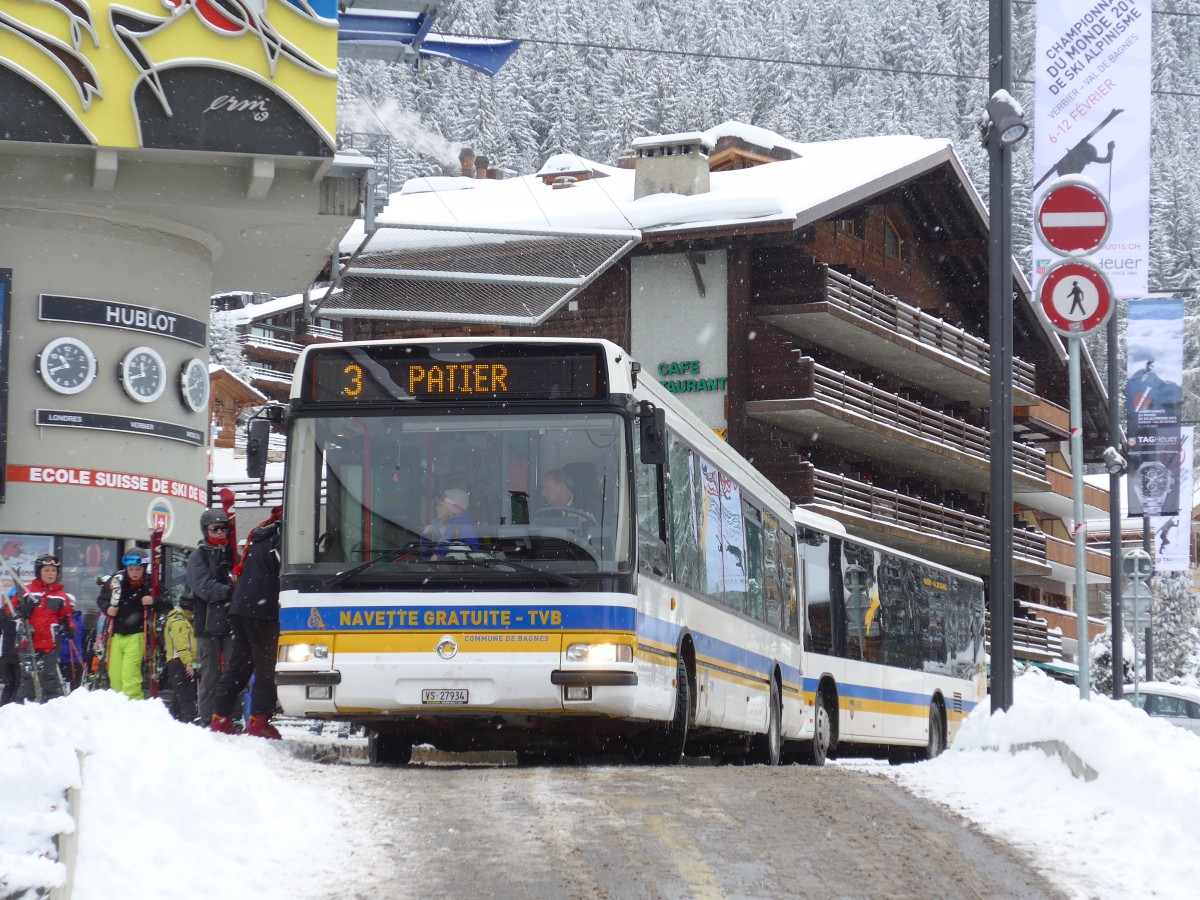(158'813) - TMR Martigny - Nr. 108/VS 27'934 - Irisbus am 22. Februar 2015 in Verbier, M�dran