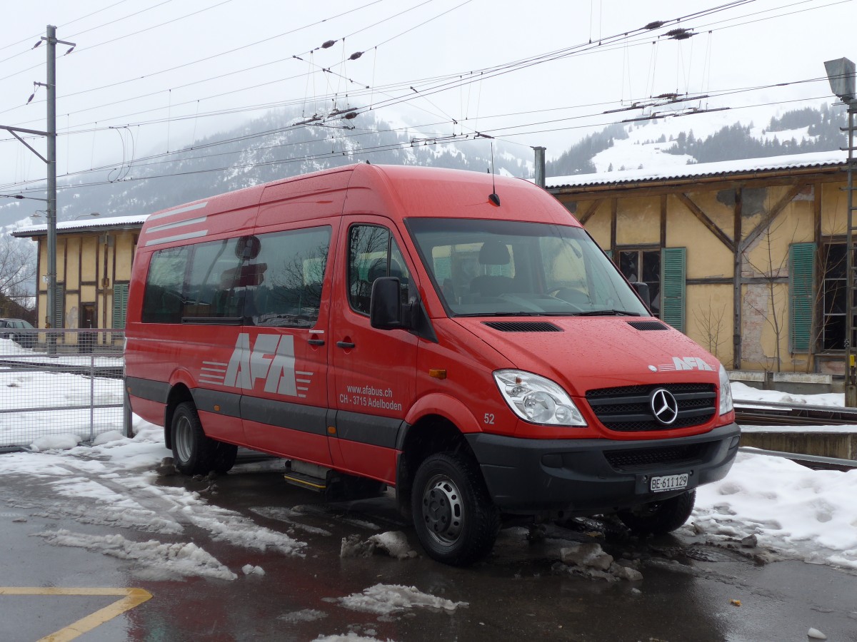 (158'869) - AFA Adelboden - Nr. 52/BE 611'129 - Mercedes am 23. Februar 2015 beim Bahnhof Zweisimmen
