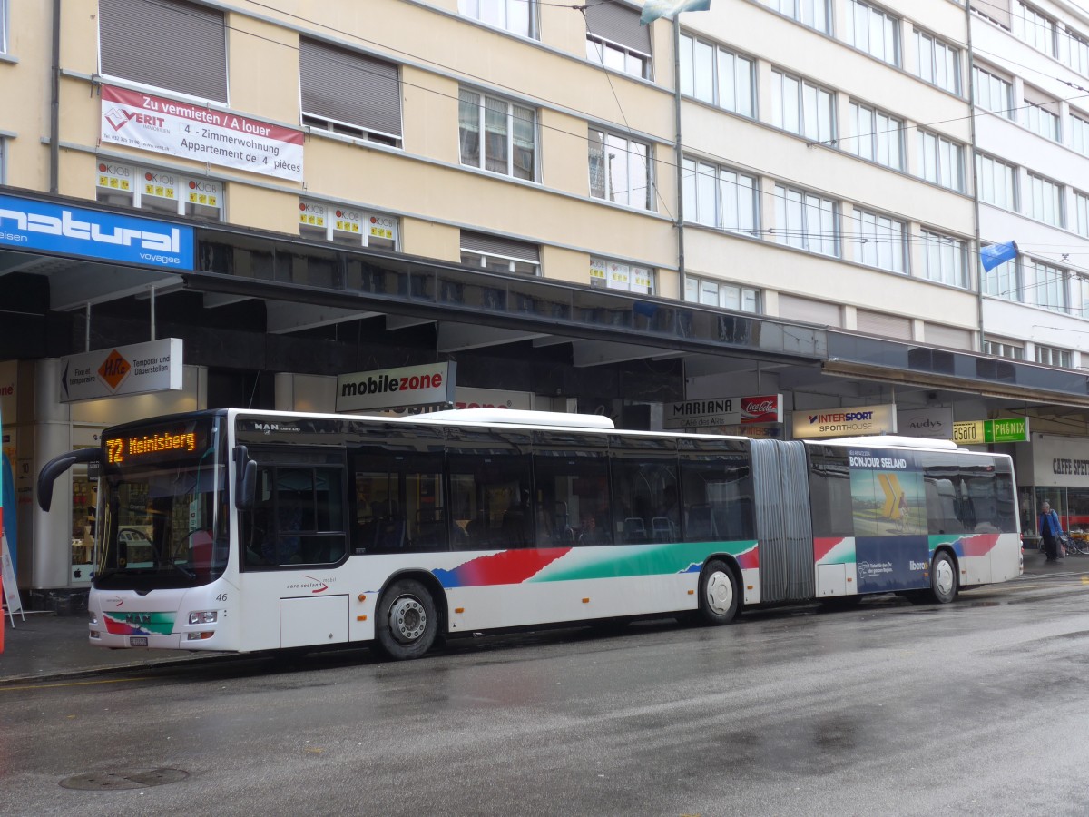 (158'953) - ASm Langenthal - Nr. 46/BE 703'519 - MAN am 2. M�rz 2015 beim Bahnhof Biel