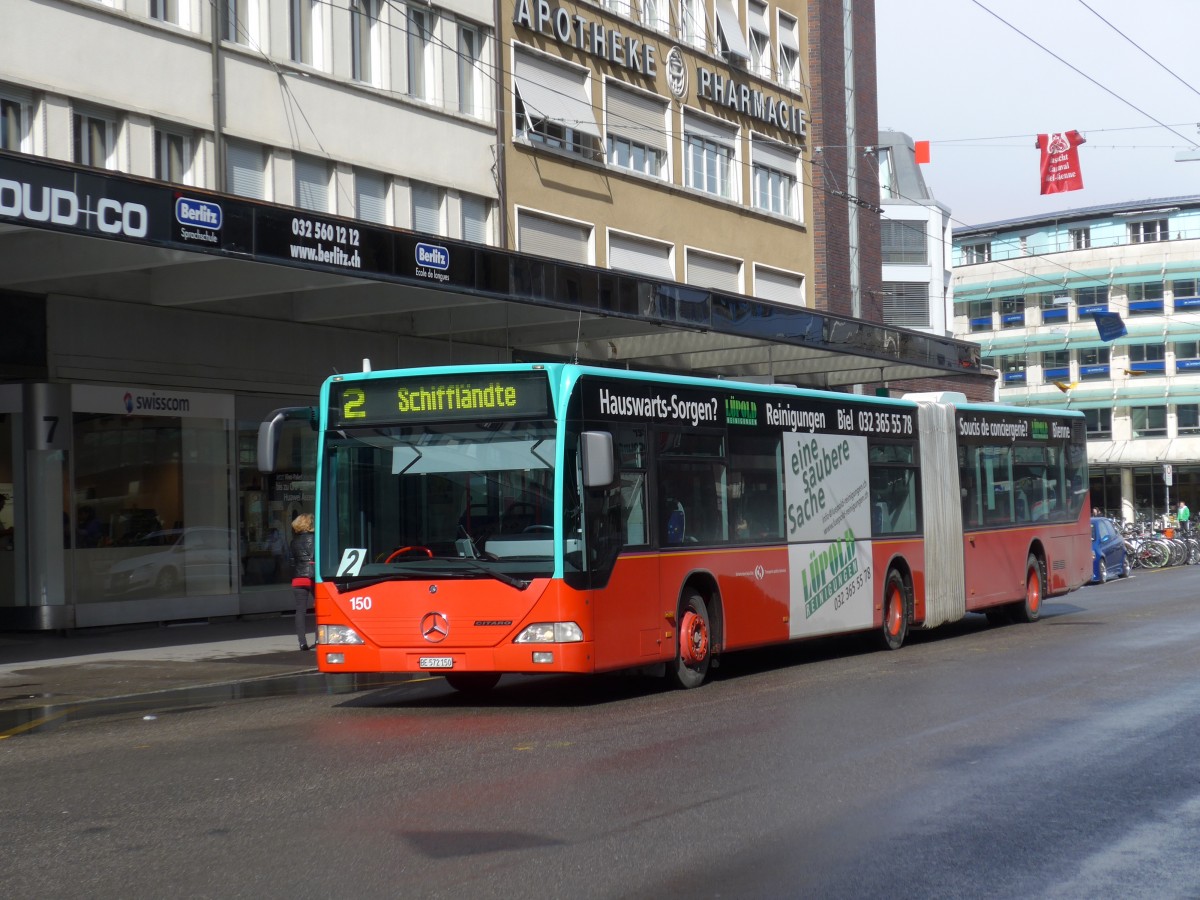 (158'985) - VB Biel - Nr. 150/BE 572'150 - Mercedes am 2. M�rz 2015 beim Bahnhof Biel