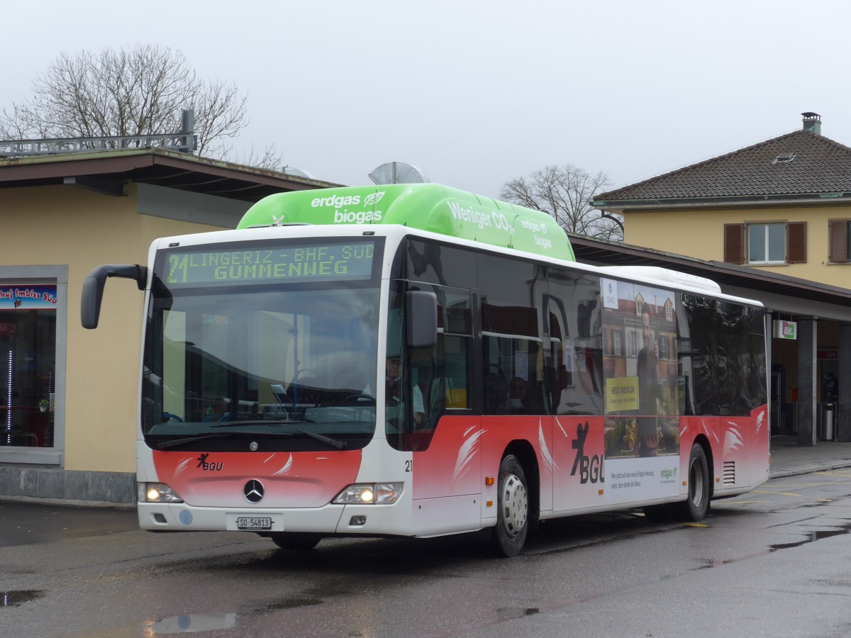 (159'004) - BGU Grenchen - Nr. 21/SO 54'813 - Mercedes am 2. M�rz 2015 beim Bahnhof Grenchen S�d