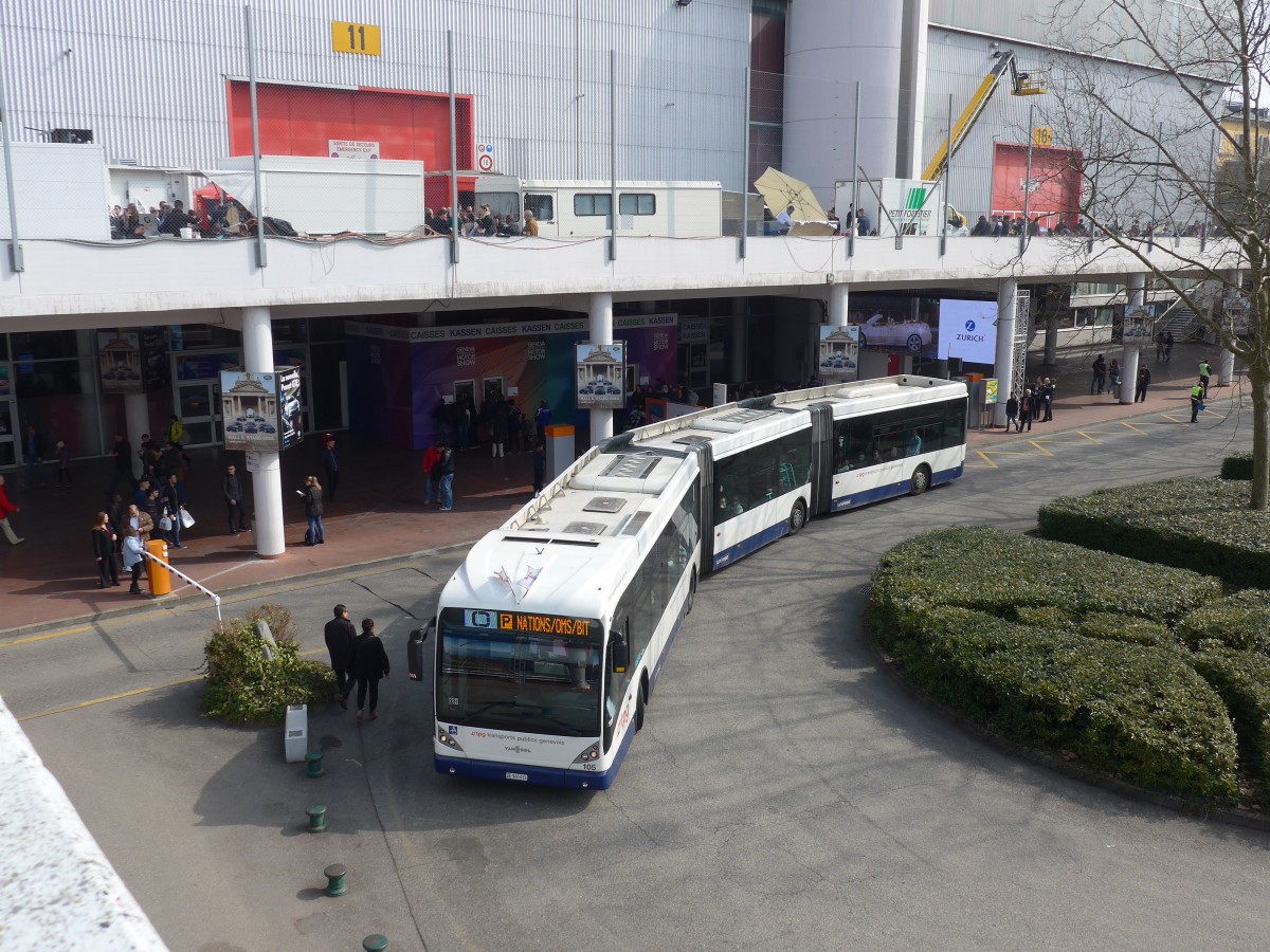 (159'082) - TPG Gen�ve - Nr. 105/GE 960'014 - Van Hool am 14. M�rz 2015 in Gen�ve, Palexpo