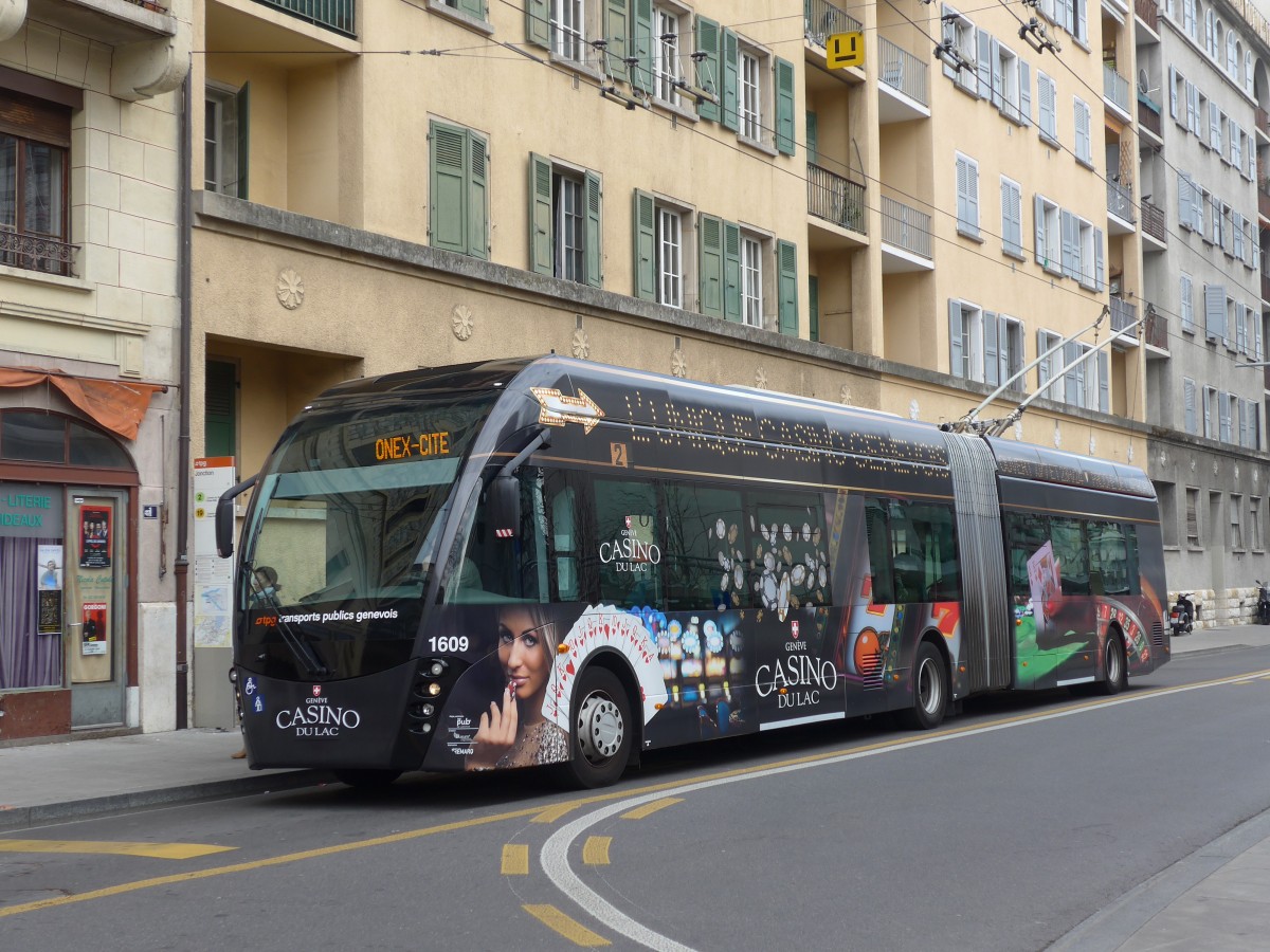 (159'114) - TPG Gen�ve - Nr. 1609 - Van Hool Gelenktrolleybus am 14. M�rz 2015 in Gen�ve, Jonction