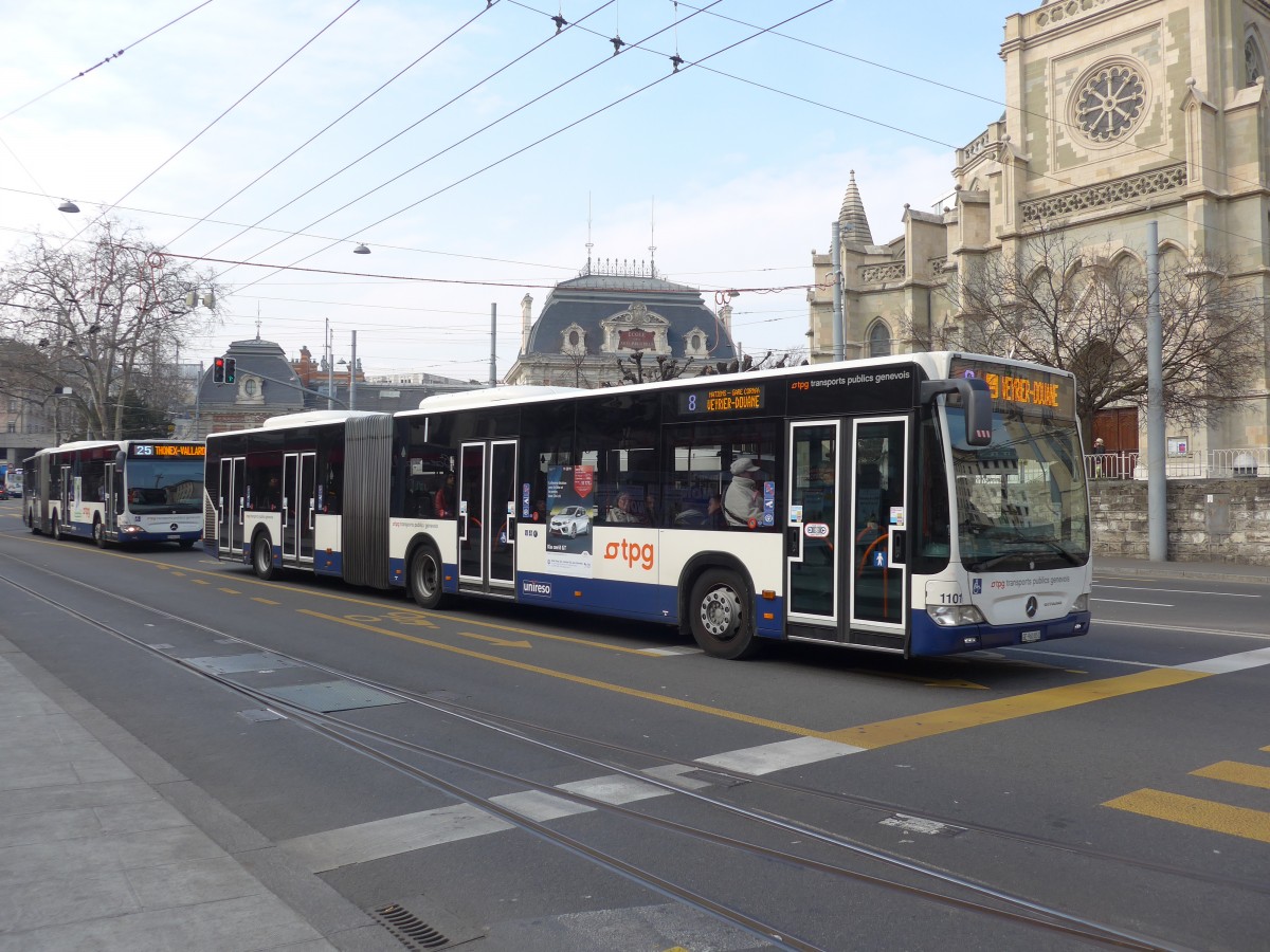 (159'125) - TPG Gen�ve - Nr. 1101/GE 960'851 - Mercedes am 14. M�rz 2015 in Gen�ve, Place des Vingt-Deux-Cantons