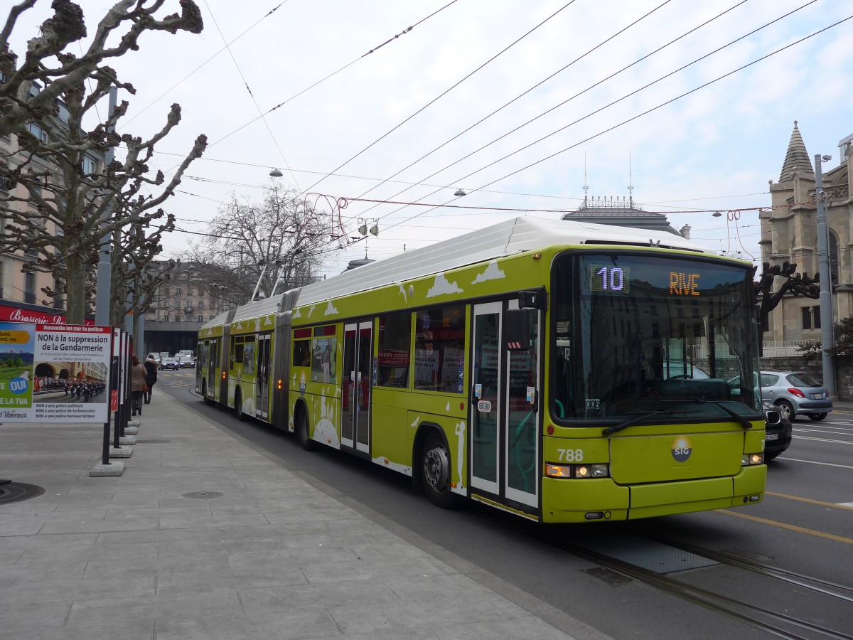 (159'158) - TPG Gen�ve - Nr. 788 - Hess/Hess Doppelgelenktrolleybus am 14. M�rz 2015 in Gen�ve, Place des Vingt-Deux-Cantons