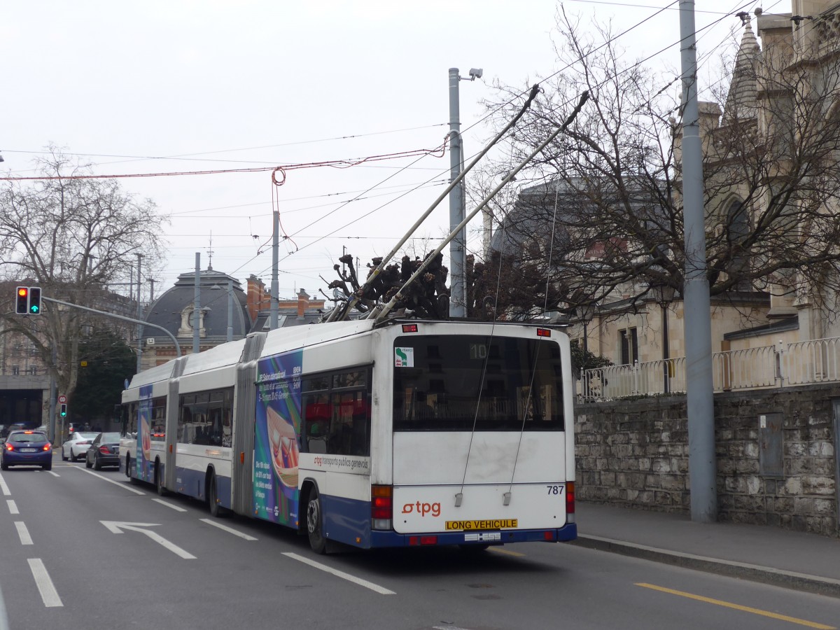 (159'164) - TPG Gen�ve - Nr. 787 - Hess/Hess Doppelgelenktrolleybus am 14. M�rz 2015 in Gen�ve, Place des Vingt-Deux-Cantons
