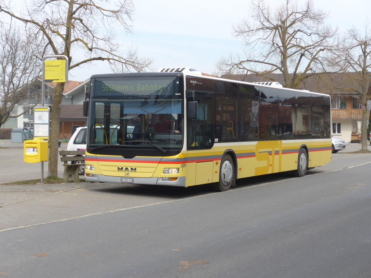 (159'185) - STI Thun - Nr. 129/BE 800'129 - MAN am 16. M�rz 2015 in Reutigen, Viehschauplatz