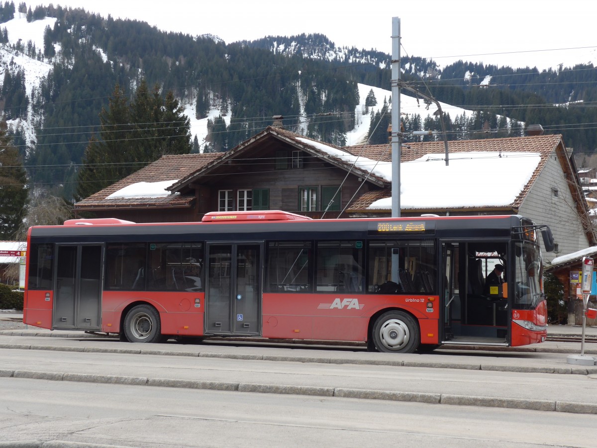 (159'193) - AFA Adelboden - Nr. 51/BE 25'802 - Solaris am 16. M�rz 2015 beim Bahnhof Lenk