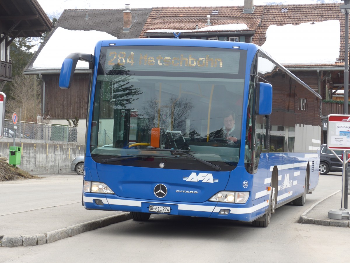 (159'195) - AFA Adelboden - Nr. 58/BE 611'224 - Mercedes am 16. M�rz 2015 beim Bahnhof Lenk