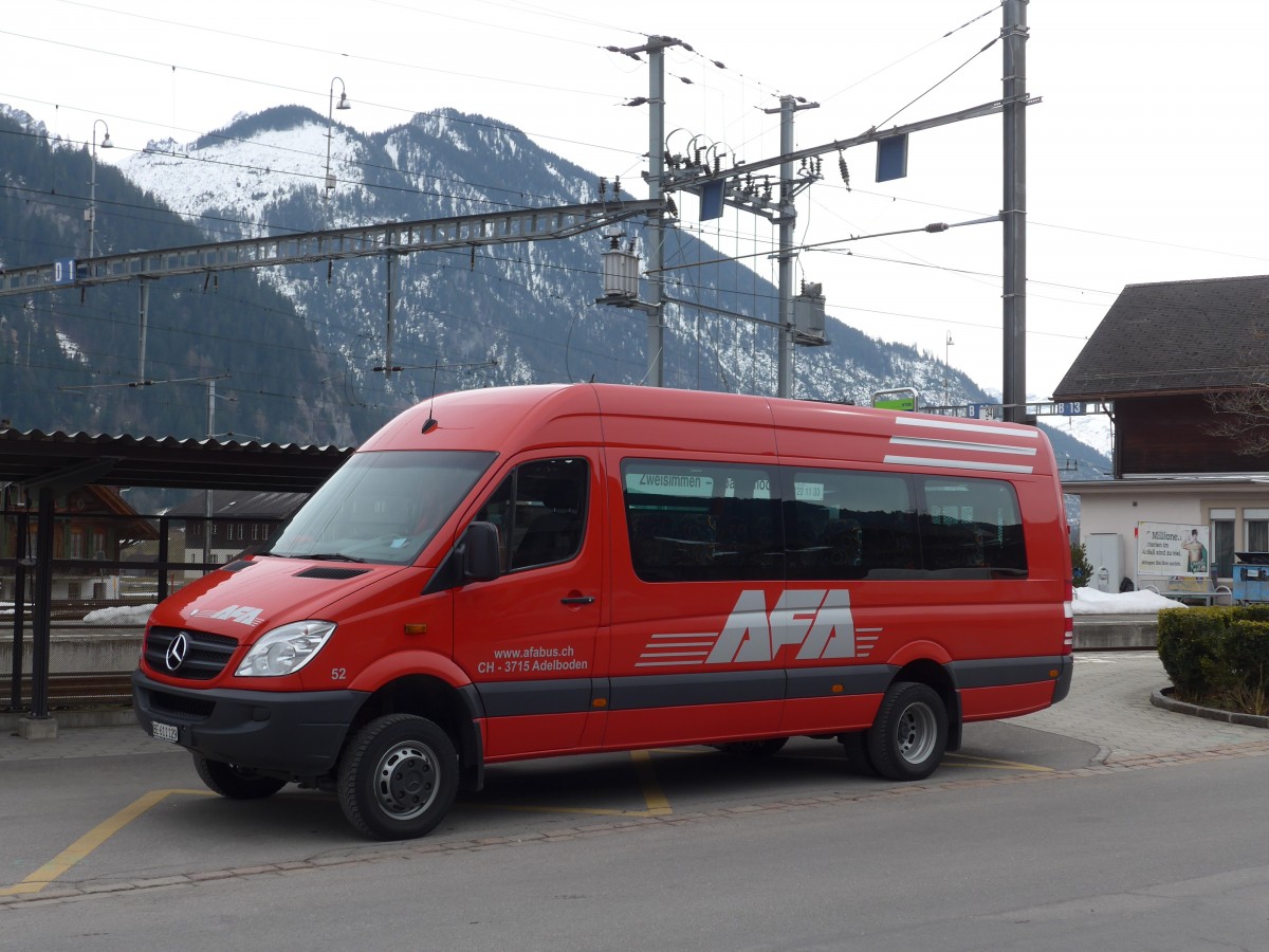 (159'203) - AFA Adelboden - Nr. 52/BE 611'129 - Mercedes am 16. M�rz 2015 beim Bahnhof Zweisimmen