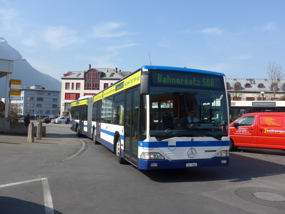 (159'349) - ZVB Zug - Nr. 16/ZG 3366 - Mercedes am 18. M�rz 2015 beim Bahnhof Arth-Goldau