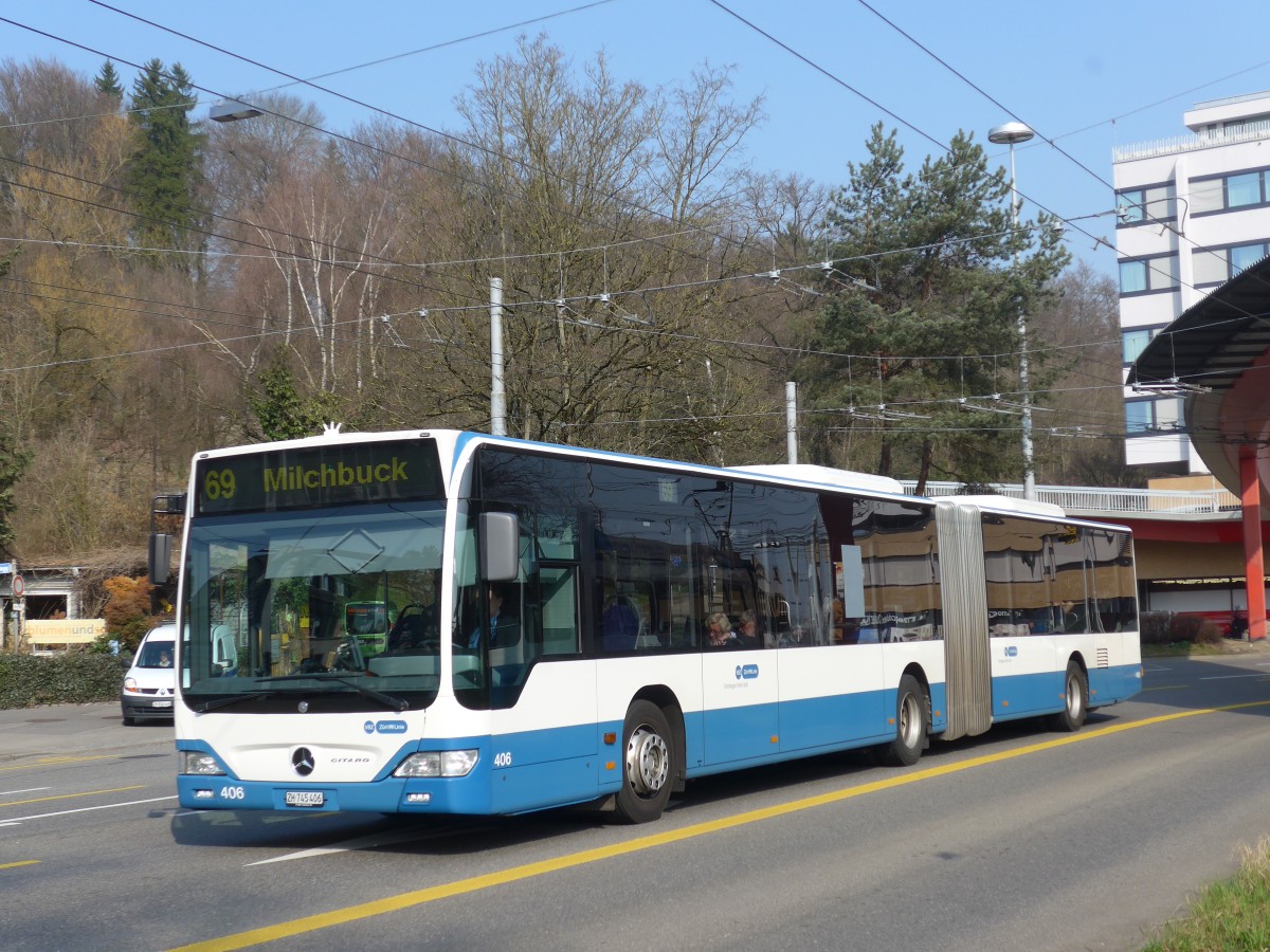 (159'368) - VBZ Z�rich - Nr. 406/ZH 745'406 - Mercedes am 19. M�rz 2015 in Z�rich, Bucheggplatz