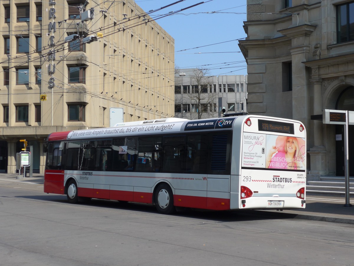 (159'419) - SW Winterthur - Nr. 293/ZH 730'293 - Solaris am 19. M�rz 2015 beim Hauptbahnhof Winterthur
