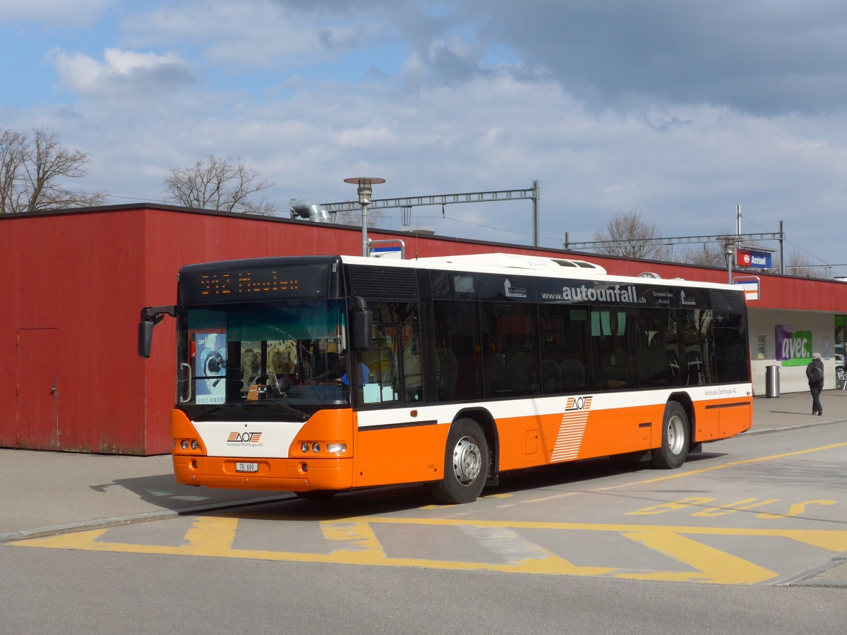 (159'476) - AOT Amriswil - Nr. 1/TG 690 - Neoplan (ex Vorf�hrfahrzeug) am 27. M�rz 2015 beim Bahnhof Amriswil