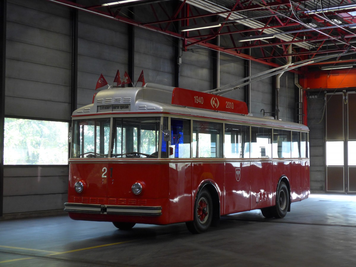(159'493) - VB Biel - Nr. 21 - Berna/Hess Trolleybus am 28. M�rz 2015 in Biel, Depot