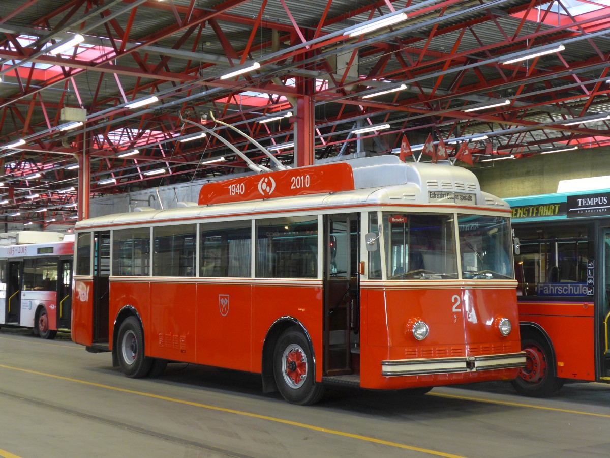 (159'499) - VB Biel - Nr. 21 - Berna/Hess Trolleybus am 28. M�rz 2015 in Biel, Depot