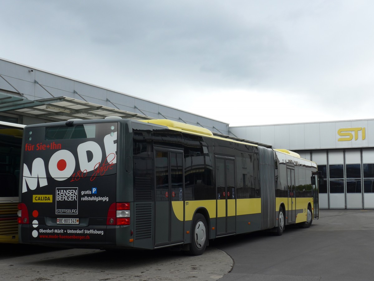 (159'531) - STI Thun - Nr. 143/BE 801'143 - MAN am 29. M�rz 2015 in Thun, Garage