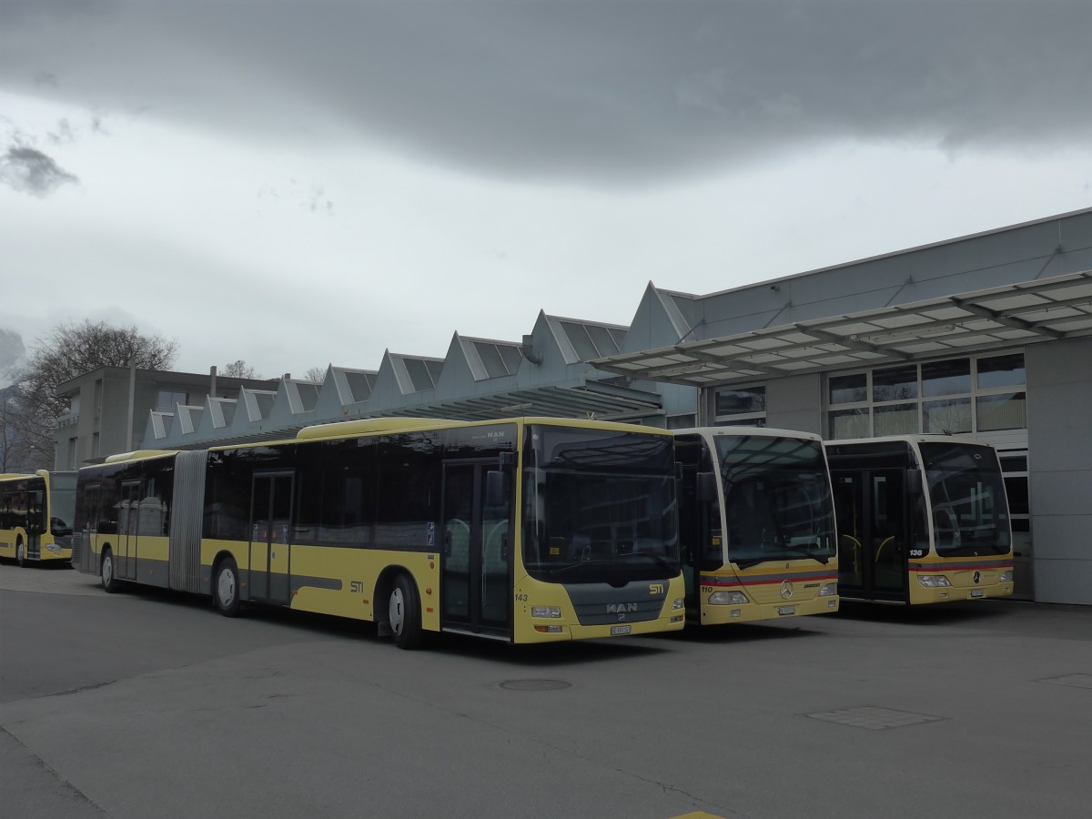 (159'534) - STI Thun - Nr. 143/BE 801'143 - MAN am 29. M�rz 2015 in Thun, Garage