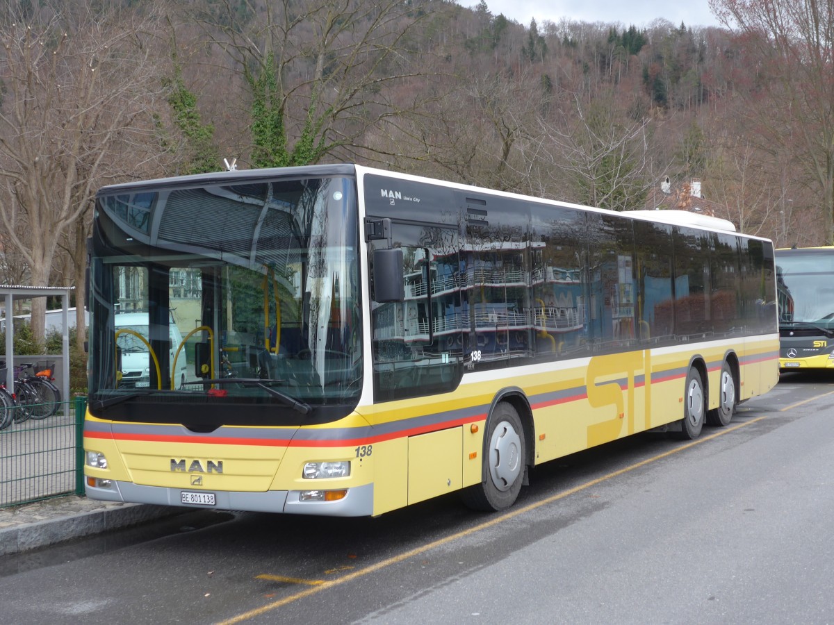 (159'538) - STI Thun - Nr. 138/BE 801'138 - MAN am 30. M�rz 2015 bei der Schiffl�ndte Thun