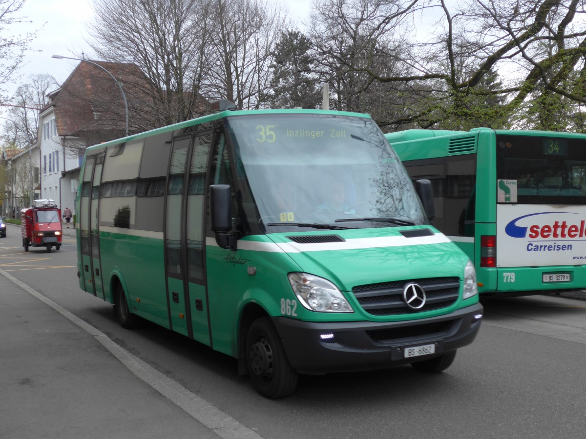 (159'696) - BVB Basel - Nr. 862/BS 6862 - Mercedes/Auw�rter am 11. April 2015 beim Bahnhof Riehen