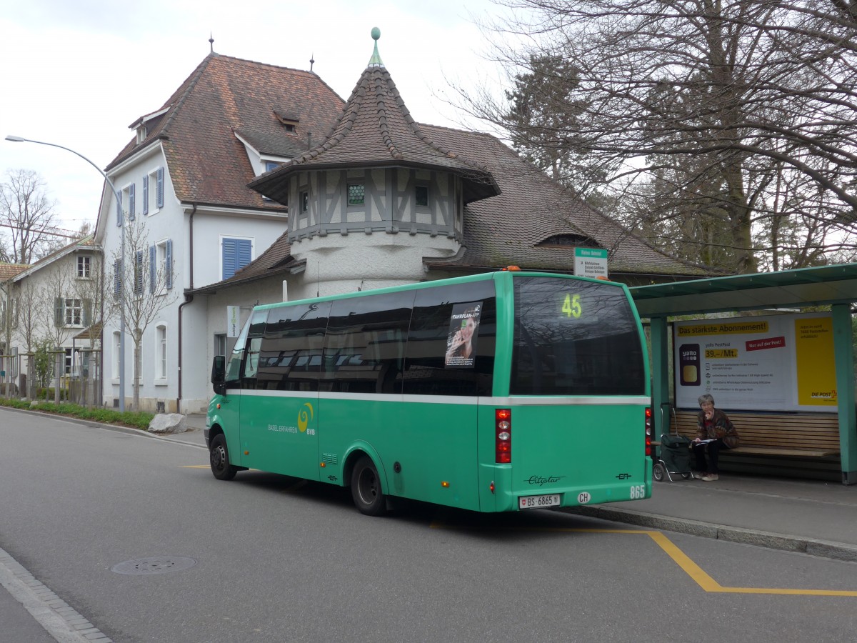 (159'699) - BVB Basel - Nr. 865/BS 6865 - Mercedes/Auw�rter am 11. April 2015 beim Bahnhof Riehen