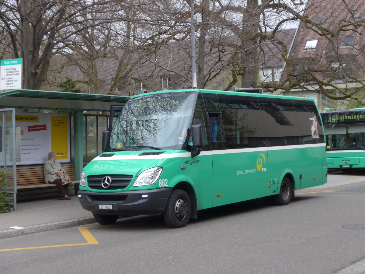 (159'705) - BVB Basel - Nr. 862/BS 6862 - Mercedes/Auw�rter am 11. April 2015 beim Bahnhof Riehen