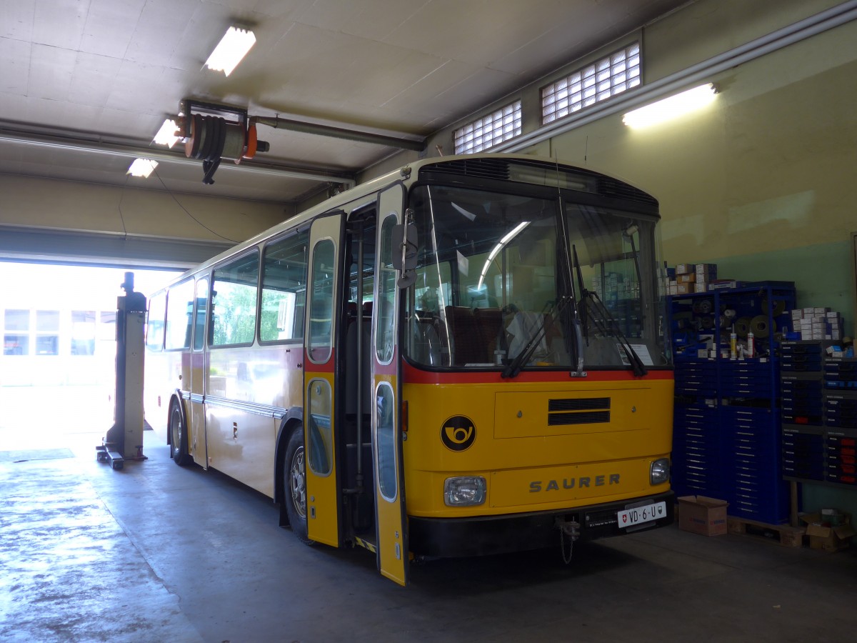 (161'284) - Osterholt, Veysonnaz - VD 6 U - Saurer/R&J (ex Lenoir, B-La Louvi�re; ex SAPJV, L'Isle Nr. 25; ex P 24'219) am 28. Mai 2015 in Yverdon, Postgarage