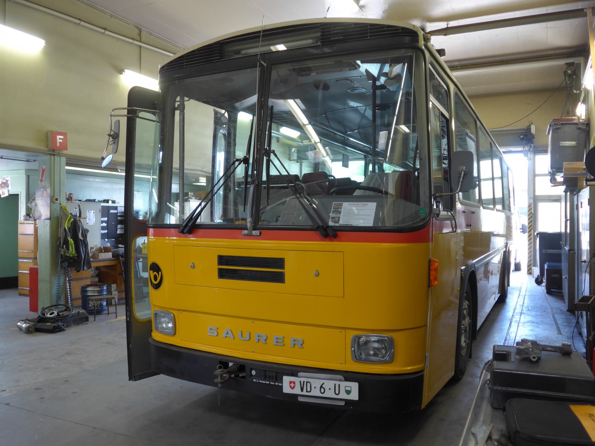 (161'285) - Osterholt, Veysonnaz - VD 6 U - Saurer/R&J (ex Lenoir, B-La Louvi�re; ex SAPJV, L'Isle; ex P 24'219) am 28. Mai 2015 in Yverdon, Postgarage