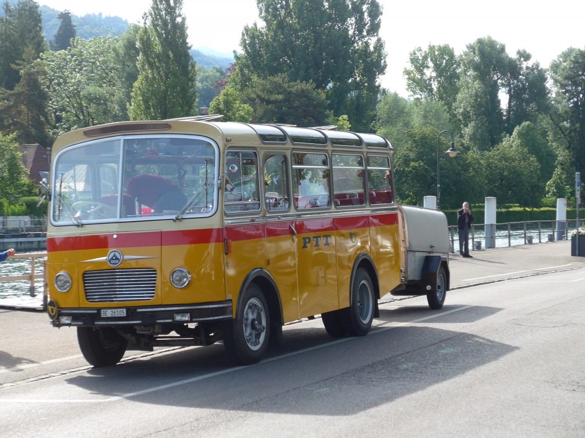 (161'576) - Schmid, Th�rishaus - Nr. 9/BE 26'105 - Saurer/R&J (ex Geiger, Adelboden Nr. 9) am 31. Mai 2015 bei der Schiffl�ndte Thun