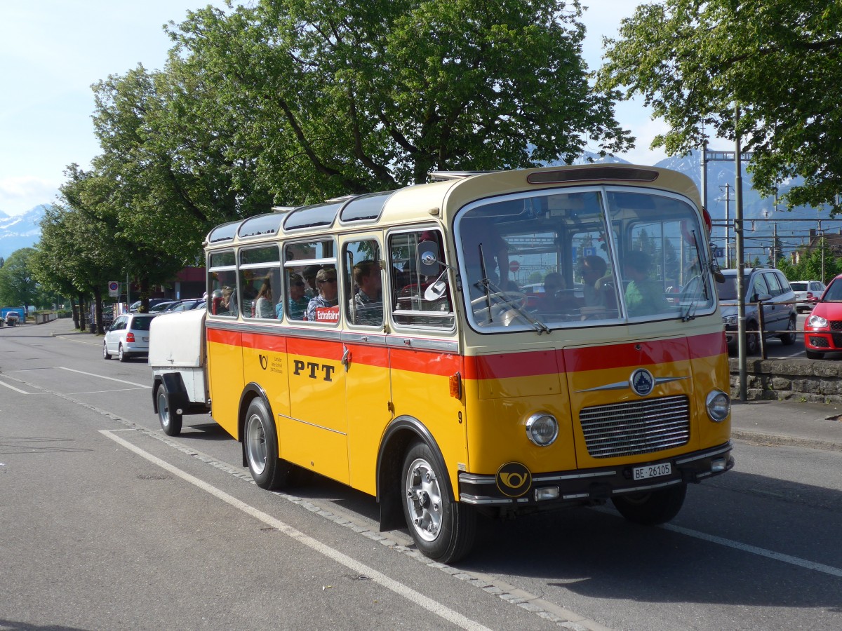 (161'580) - Schmid, Th�rishaus - Nr. 9/BE 26'105 - Saurer/R&J (ex Geiger, Adelboden Nr. 9) am 31. Mai 2015 bei der Schiffl�ndte Thun