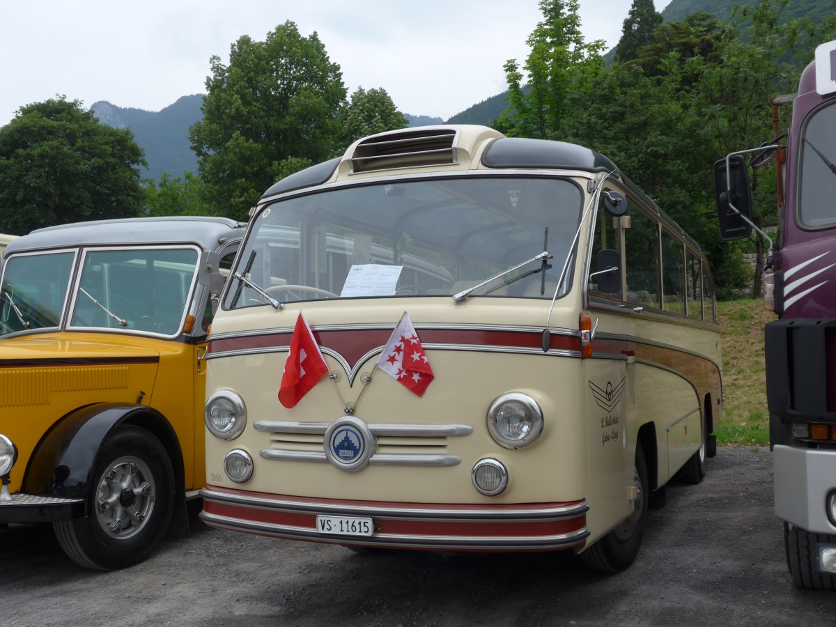 (162'212) - Ballestraz, Gr�ne - VS 11'615 - Saurer/Saurer (ex Girardet, Yverdon) am 20. Juni 2015 in Aigle, Saurertreffen